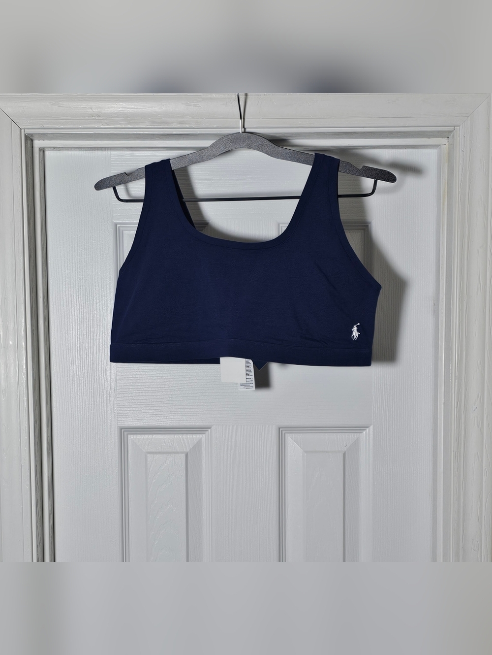 Polo Ralph Lauren Woman's Cotton Bralette Size XL Navy Embroidered Pony Logo